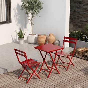 3-piece Modern Patio Bistro Set of Foldable Square Table and Chairs - The Pop Home
