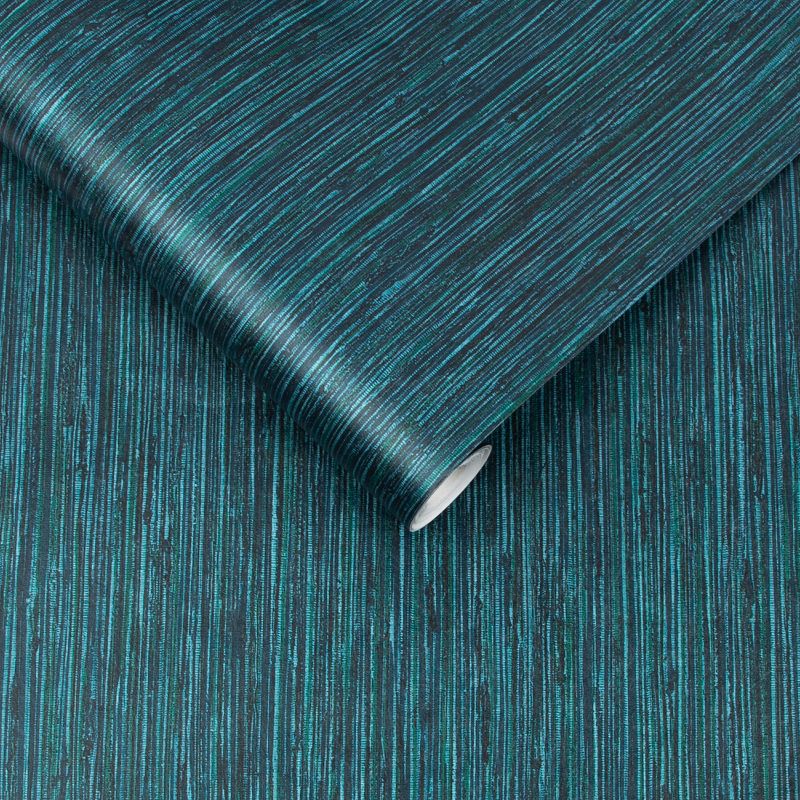 Grasscloth Texture Teal Plain Paste the Wall Wallpaper, 3 of 5