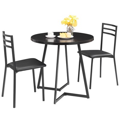 VECELO 3-Piece Dining Table Set, 30 in. H Modern Round Wood Top Accent Table and Chairs for Room and Small Space