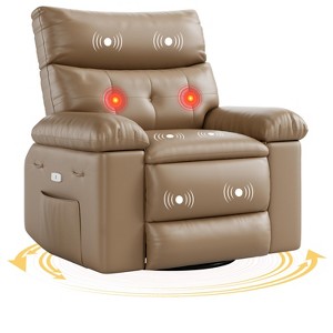 Swivel Electric Massage Chair Rocking Recliner Chair with Vibration & Heating, USB Power Glider, Overstuffed Faux Leather Lazy Sofa for Living Room - 1 of 4