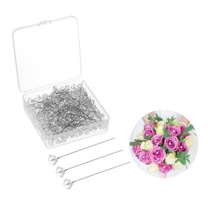 Unique Bargains Stainless Steel Clear Diamond Wedding Corsage Boutonnieres Pins - 1 of 4