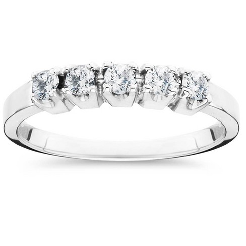 Pompeii3 1/4 Ct Five Stone EX3 Lab Created Diamond Wedding Ring 14k White  Gold (H-I,SI2-I1) - Size 8