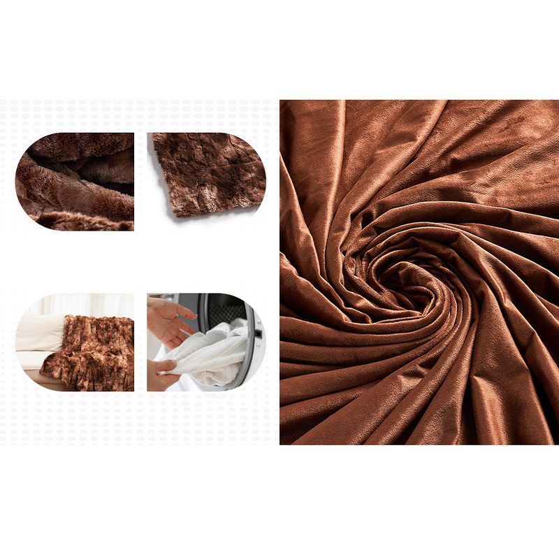 Cheer Collection Ultra Soft Faux Fur Throw Blanket - Brown, 5 of 11