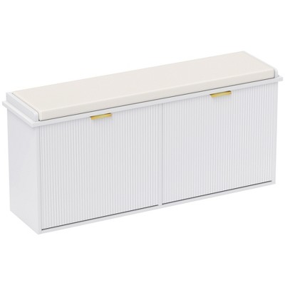 HOMCOM Shoe Bench with Padded Seat Cushion and Flip-Drawer, Entryway Bench