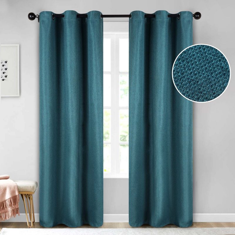 Modern Farmhouse Rustic Textured Room Darkening Semi-Blackout Curtains, Set of 2 by Blue Nile Mills, 1 of 5