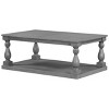 Vintage Coffee Table with Wood Legs, Pine Veneer Coffee Table, Storage Shelf Table for Living Room-Maison Boucle - 4 of 4