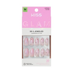 Kiss Glam Jeweled Press-On Fake Nails Medium Almond - Breeze of