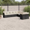 vidaXL 10 Piece Patio Sofa Set with Cushions Black and Cream Poly Rattan - Without Table - 2 of 4