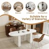 62.9" Oval Dining Table for 6 with White Marble Top, Modern Farmhouse Kitchen Table with Wood Base, Waterproof & Scratch-Resistant Surface - 3 of 4
