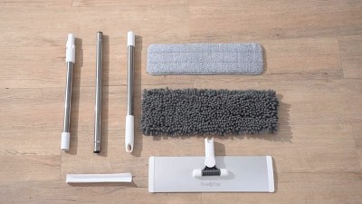 Gray Chenille Wet and Dry Mop Pad Replacement Set