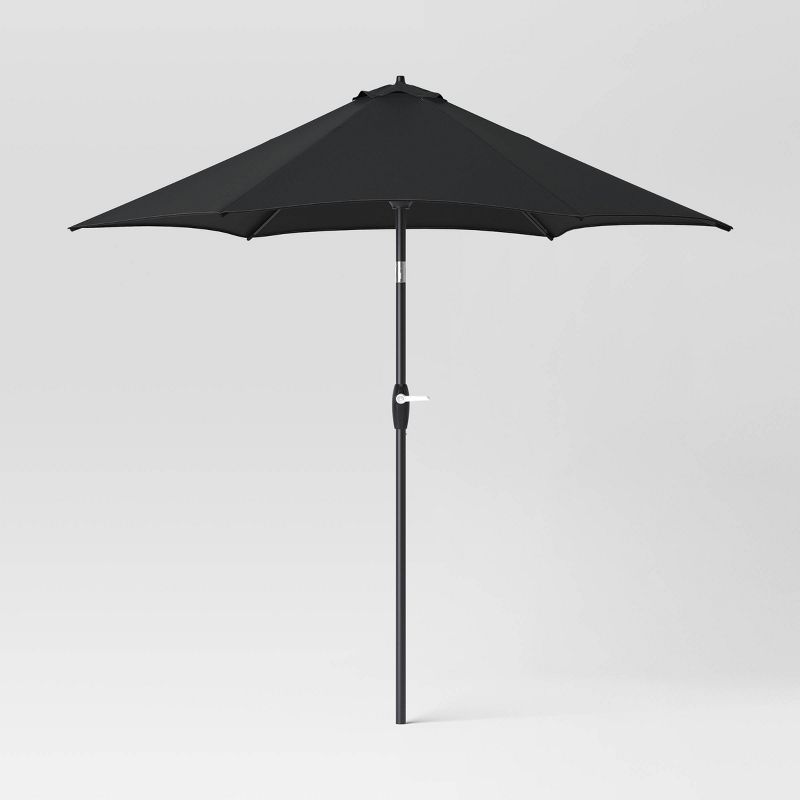 9' Round Outdoor Patio Market Umbrella with Black Pole - Room Essentials™, 1 of 8