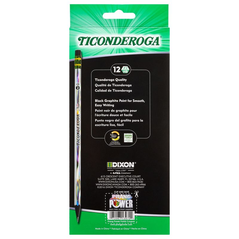 Ticonderoga® Noir Pencils, Holographic Foil on Black Wood, #2 Soft, Presharpened, 12 Per Pack, 3 Packs, 4 of 7