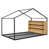 CAVINAS Twin/Full Size House Bed Frame with Shelves & Lights,Metal Floor Bed for Kids Room,Bedroom - 4 of 4