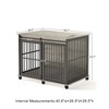 GustoWave Furniture Style Dog Crates with Sliding Iron Door, Modern Decorative Pet House Dog Cage with Soft Cushion for Medium Dogs, Grey - 2 of 4