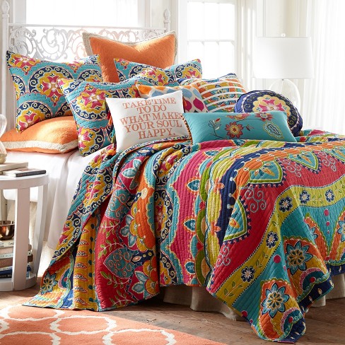 Amelie Bohemian Quilt Set - Twin/Twin XL Quilt and One Standard Pillow Sham  Multi - Levtex Home