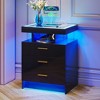 Fredees Nightstand with Wireless Charging Station, Modern Bedside Table with Drawer Storage, Suitable for Bedroom - 3 of 4