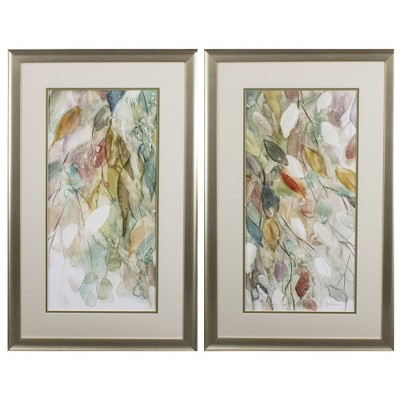 HomeRoots Set of Two Blue Leaves Framed Art