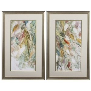 HomeRoots Set of Two Blue Leaves Framed Art - 1 of 4