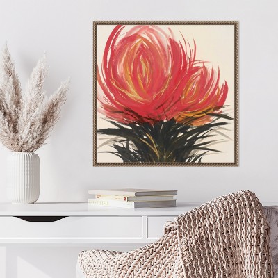 Clover Blossom II Red Floral Canvas Print with Bronze Frame