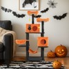 Gulches Orange Black 61 inch Halloween Cat Tree Large Cats Double Condo Hammock Perch Sisal Posts Anti Tip MDF Tower Furniture - 2 of 4
