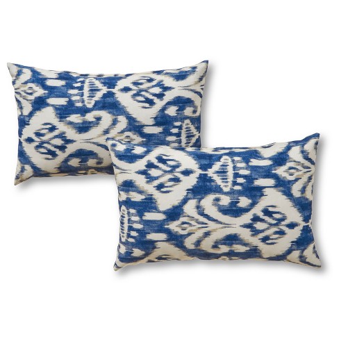 Set Of 2 Coastal Ikat Outdoor Rectangle Throw Pillows Kensington