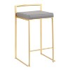 LumiSource Set of 3 Fuji Stacker Counter Height Barstools Gold/Gray PU - 2 of 4