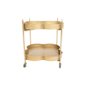 Storied Home Clover Shaped 2-Tier Hammered Metal Bar Cart with Wheels - 1 of 4