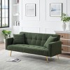 Modern 71.7" Teddy Convertible Sofa Bed with Fold-Down Backrest, Metal Legs & 2 Throw Pillows, Compact Sofa for Small Spaces–The Pop Home - 2 of 4