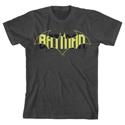 Batman Game Over Style Guide Name In Bat Logo Boy's Charcoal Heather T ...