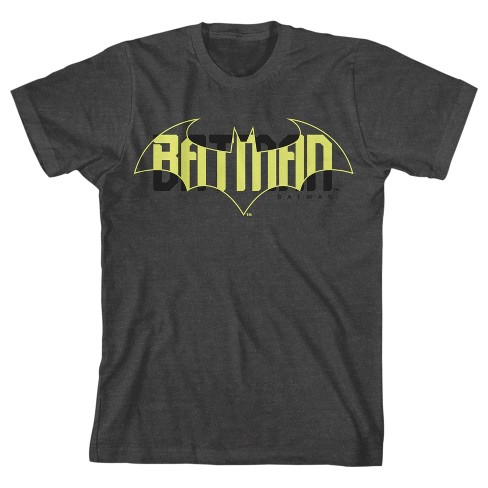 Batman Game Over Style Guide Name In Bat Logo Boy's Charcoal Heather  T-shirt-small : Target