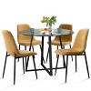 5-Piece Small Round Glass Dining Table Set For 4, Home Kitchen Round Table with 4 Upholstered Armless Chairs for Apartment, Dining Room-Maison Boucle - 2 of 4