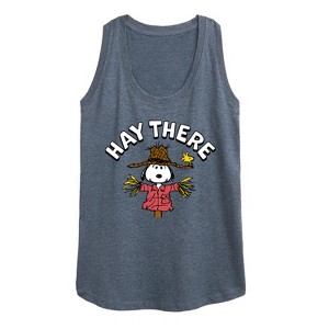 Women's - Peanuts - Snoopy Scarecrow Hay There Graphic Racerback Tank - 1 of 4