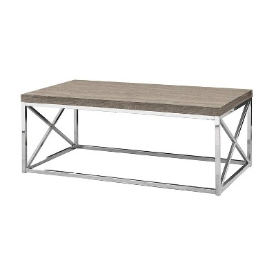 Dark Taupe Wood and Chrome Rectangular Coffee Table