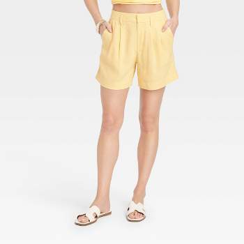 Women's High-Rise Linen Pleated Front Shorts - A New Day™