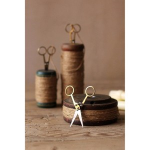 Wooden Spools with Jute Twine and Scissors – 6.5"H Vintage Decorative Set (2 X Set of Three) By Kalalou - 1 of 3