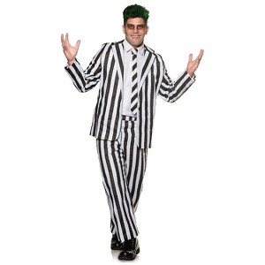 Morris Costumes Mens Ghostly Black & White Striped Suit Costume - Size XX Large - White - 1 of 1