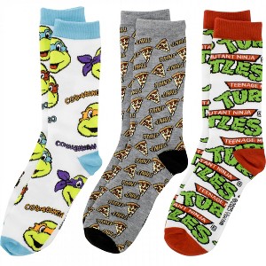 Adult Teenage Mutant Ninja Turtles Pizza Crew Socks 3-Pair Pack - 1 of 4