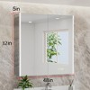 Rail Medicine Cabinet with Mirrors and Lights, Recessed/Wall Mounted LED Bathroom Cabinet, 3 Light Mode, Dimmable, Defogger, Aluminum, Silver - 2 of 4
