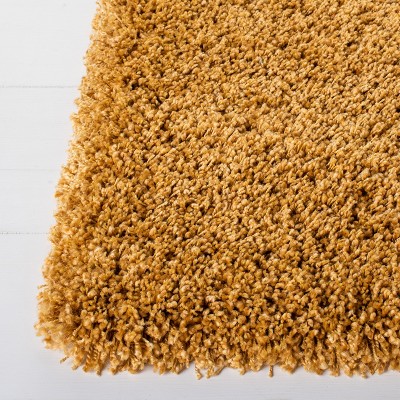 Gold 4' Square Shag Synthetic Non-Slip Area Rug