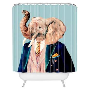Mr. Elephant Shower Curtain Pastel Blue - Deny Designs