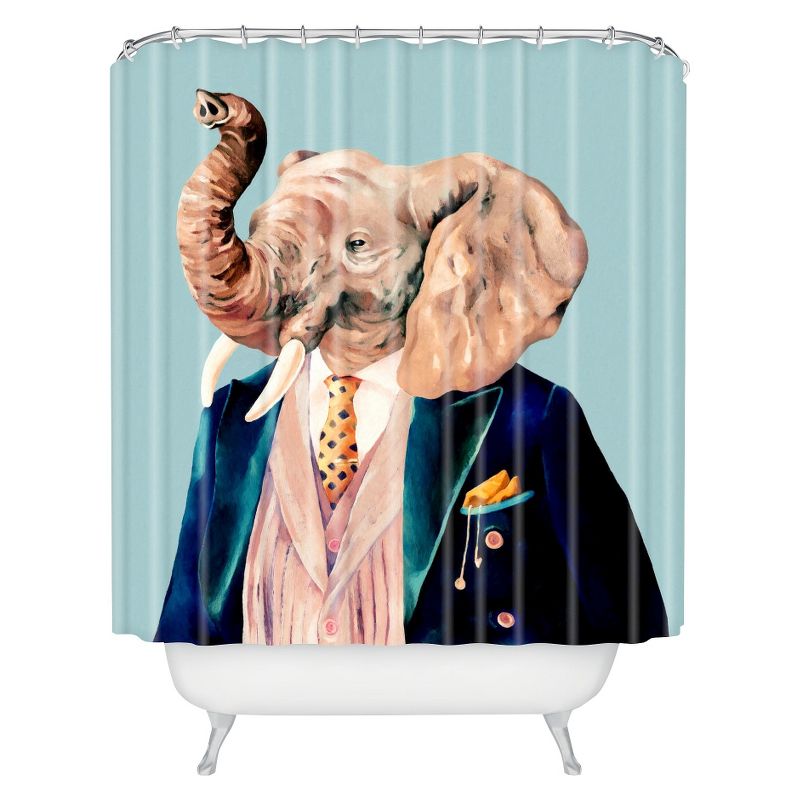 Mr. Elephant Shower Curtain Pastel Blue - Deny Designs, 1 of 6