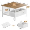 Hausource Flip Top Coffee Table：Wire Mesh Storage Cabinet,Collapsible & Removable Drawers - 2 of 4