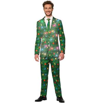 Suitmeister Men's Christmas Suit - Christmas Green Tree - Light Up - Green