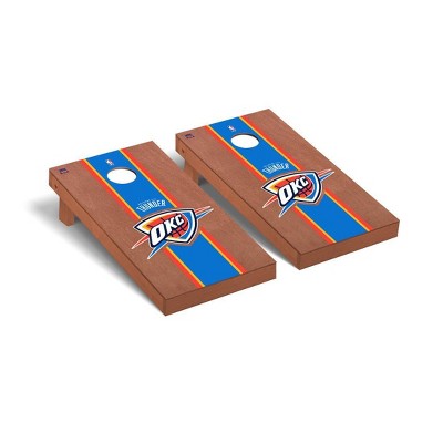 NBA Oklahoma City Thunder Premium Cornhole Board Rosewood Stained Stripe Version