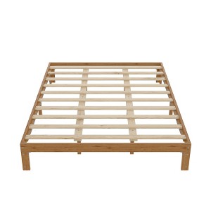 AZL1 Life Concept Beds Rustic Queen Platform Bed with Solid Wood Frame, with Slat Support and Underbed Storage, Brown, 82.29"*62.6"*12.01" - 1 of 4