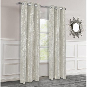 2pc Dainty Home Artistic 100% Blackout Grommet Curtain Panel Pair with 3D Lurex Texture - 1 of 4