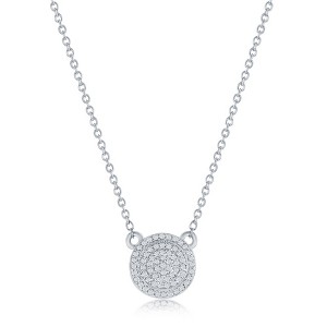 Diamonds D'Argento Sterling Silver, Round Halo Diamond Necklace - (67 Stones) - Silver - 16+2 Inch - 1 of 3