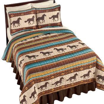 Collections Etc Southwest Horse Striped Quilt