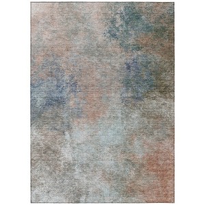 Copper And Navy Blue Abstract Washable Indoor Outdoor Area Rug - 1 of 4
