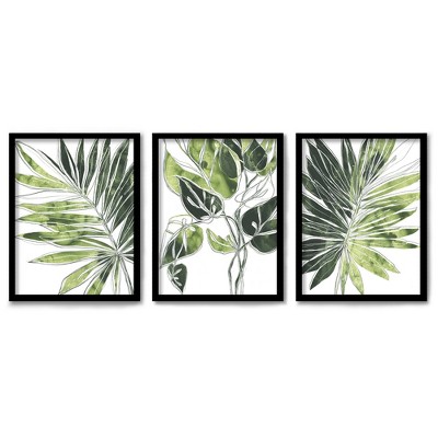 Americanflat Minimalist (set Of 3) Triptych Wall Art Modern Botanicals ...